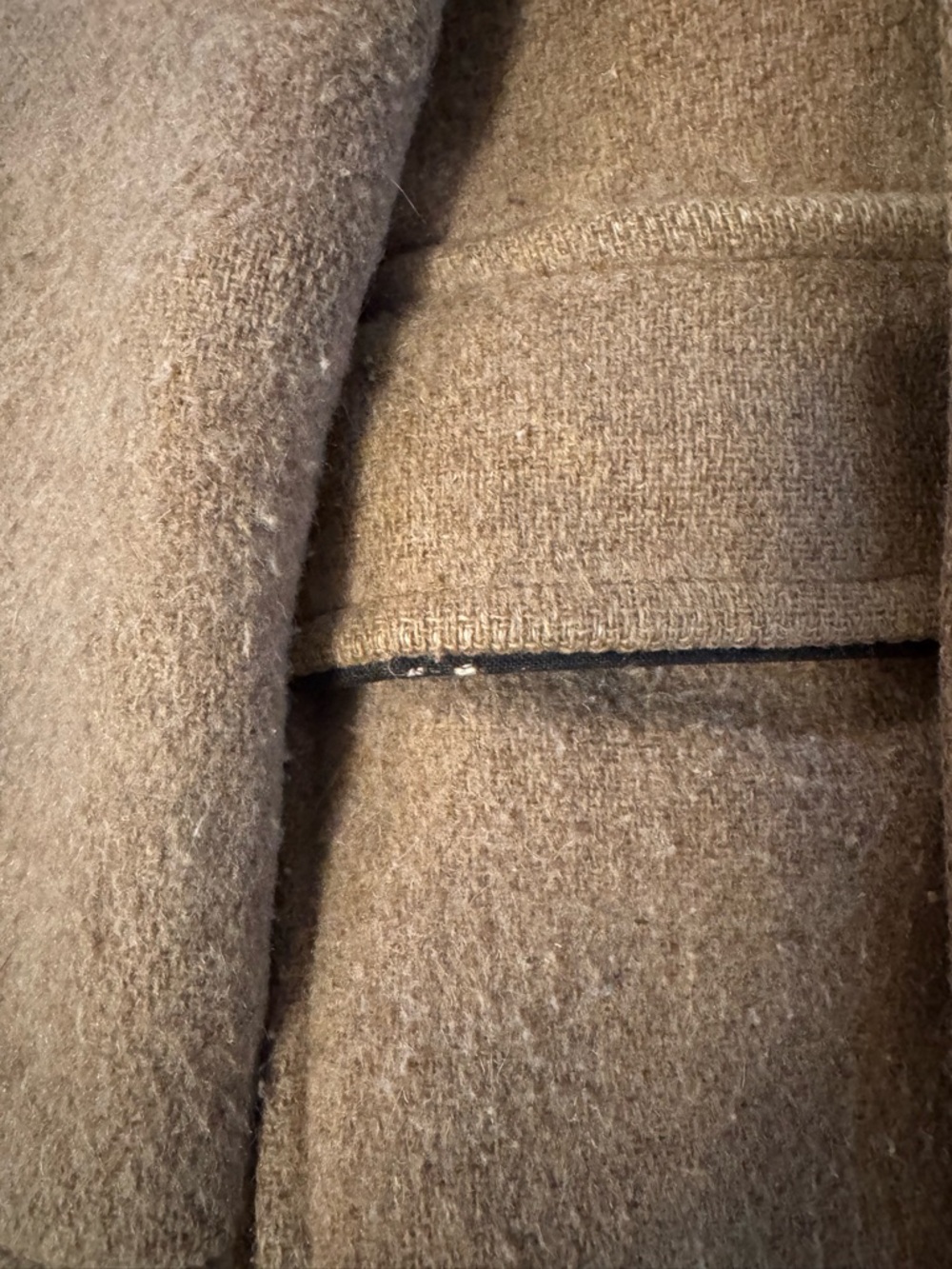 Camel Wool Toggle Duffle Coat with Hood - Picture 7 of 8